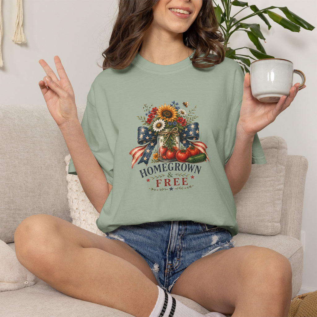 Patriotic Sunflower "Homegrown & Free" T-Shirt