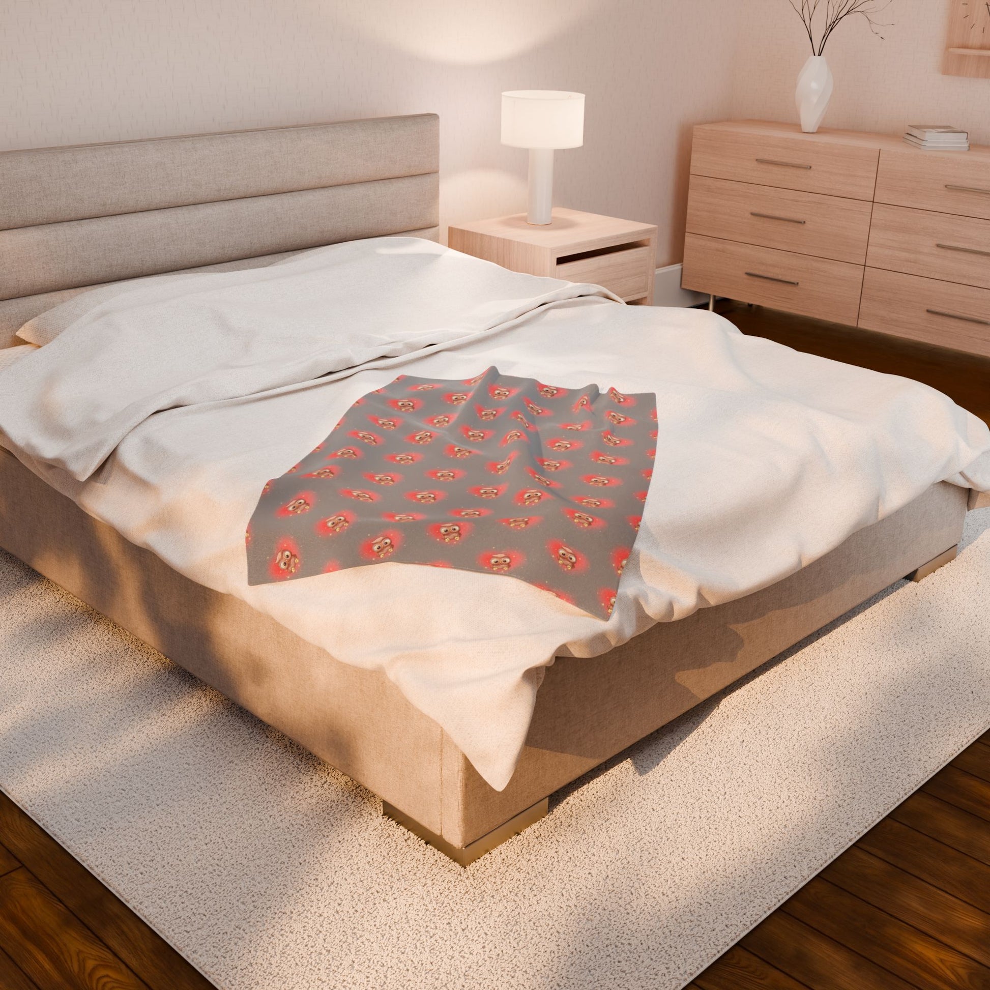 Velveteen Plush Blanket - Owl Pattern Throw Blanket