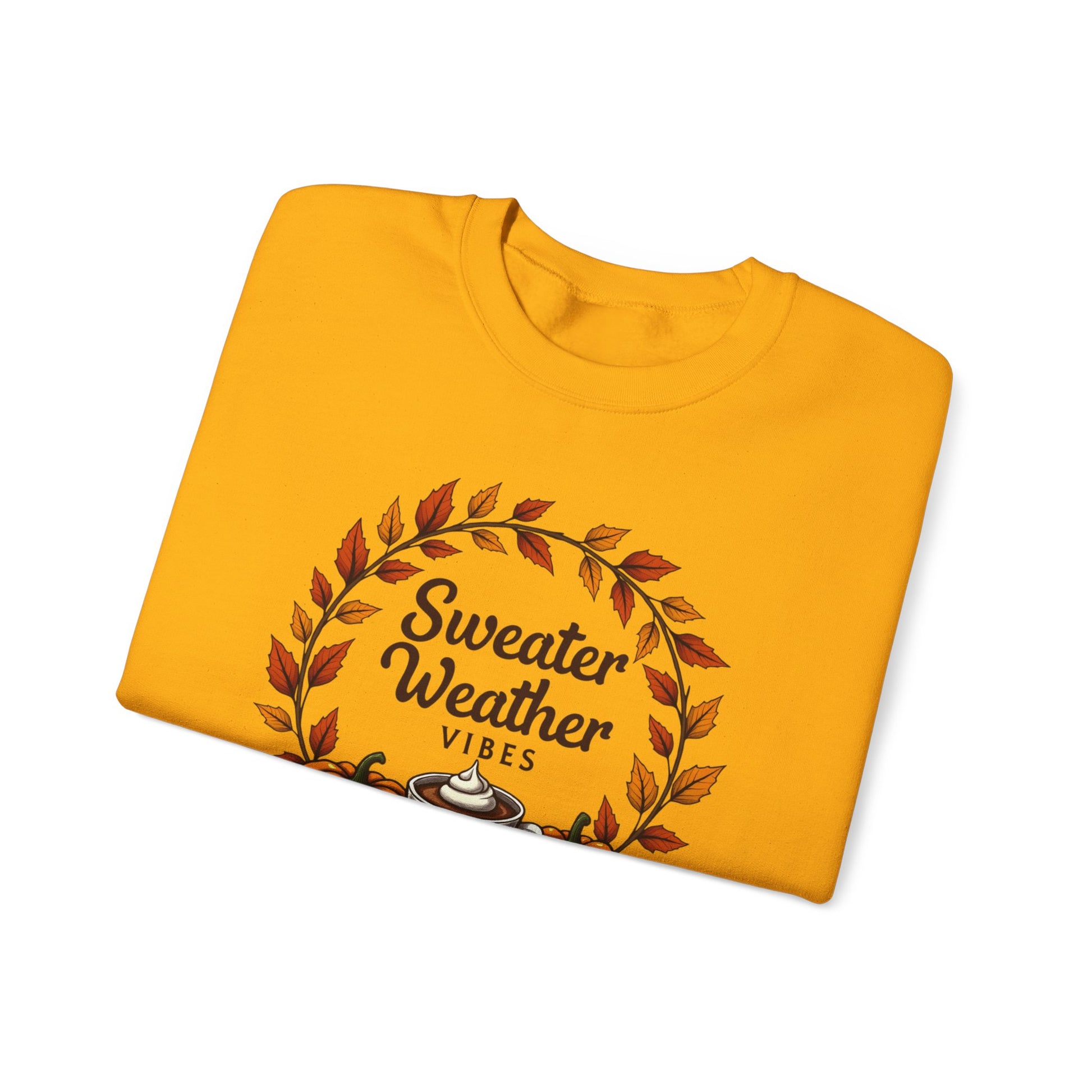 Sweater Weather Vibes, Cozy Fall Pumpkin Coffee Sweatshirt