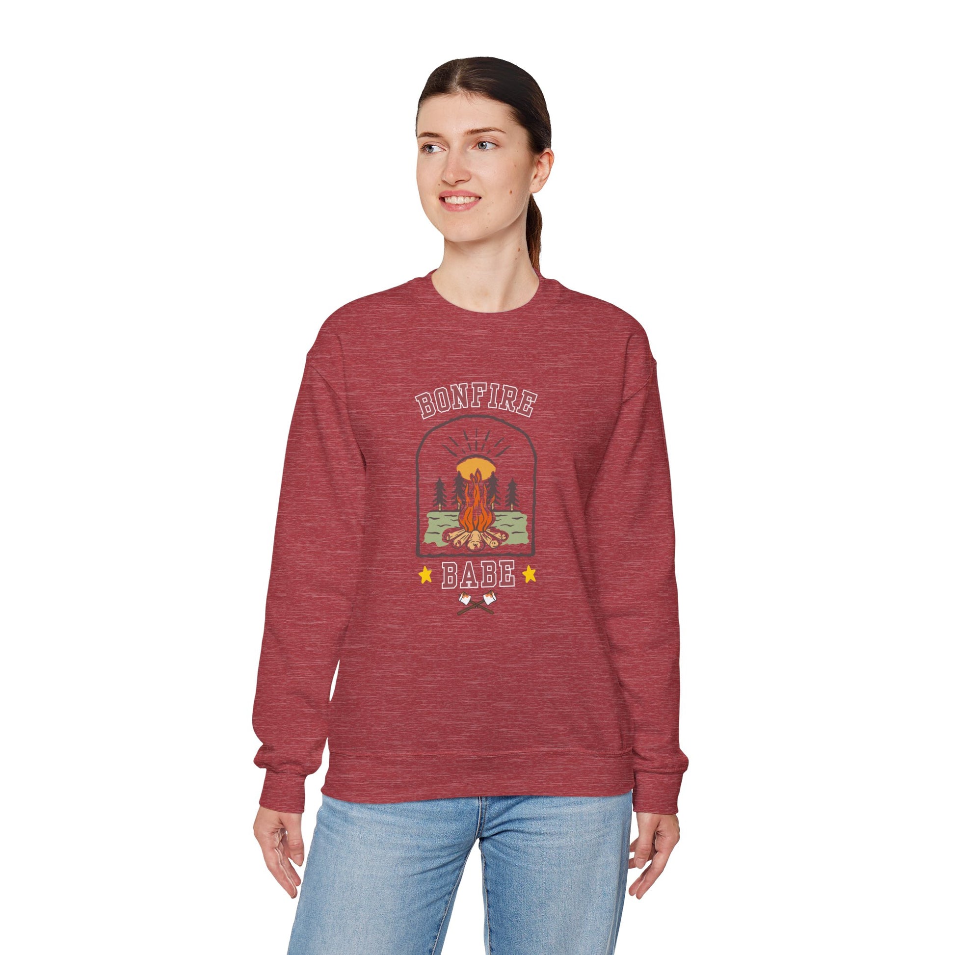 Bonfire Babe Crewneck Sweatshirt – Cozy Fall Campfire Pullover for Outdoor Lovers