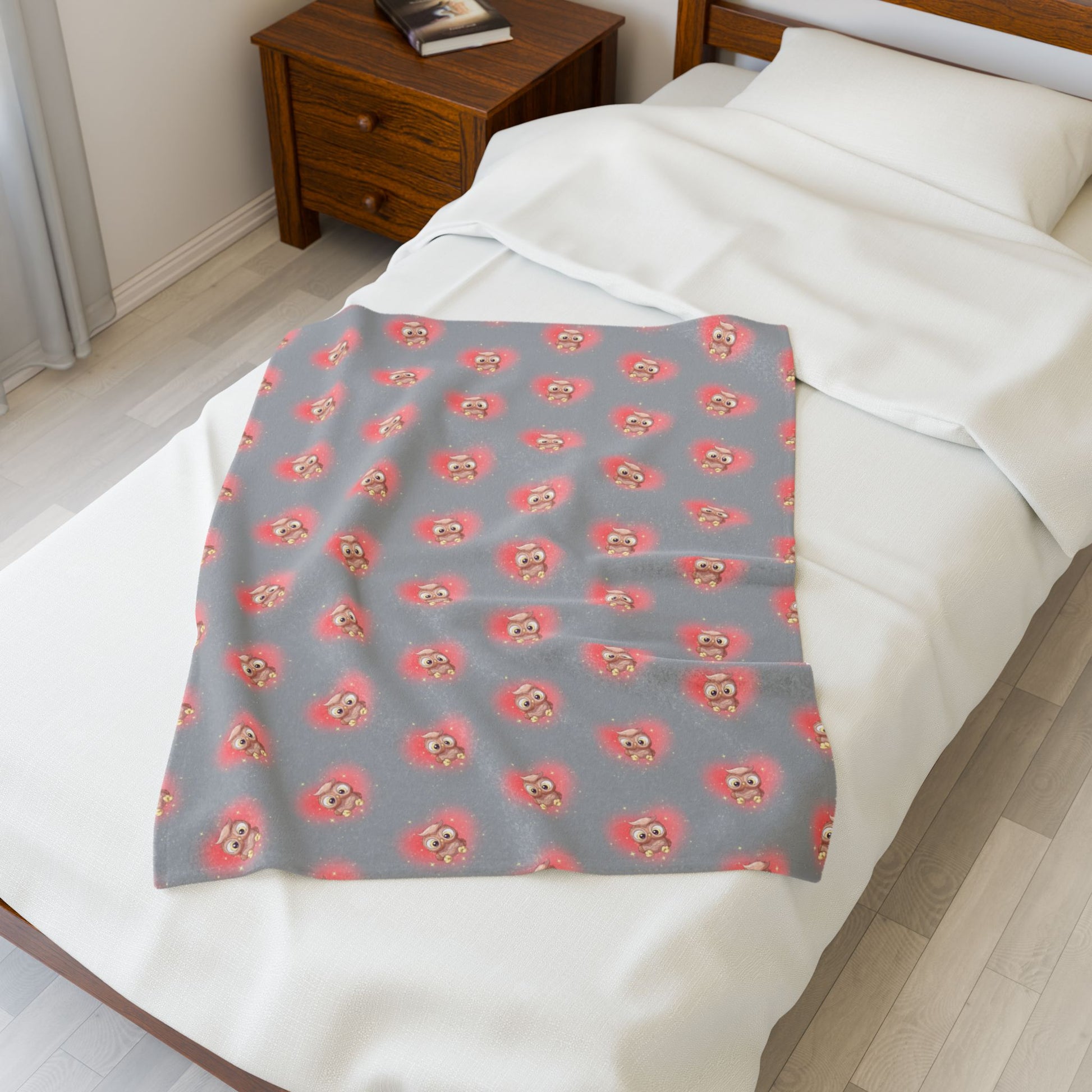 Velveteen Plush Blanket - Owl Pattern Throw Blanket