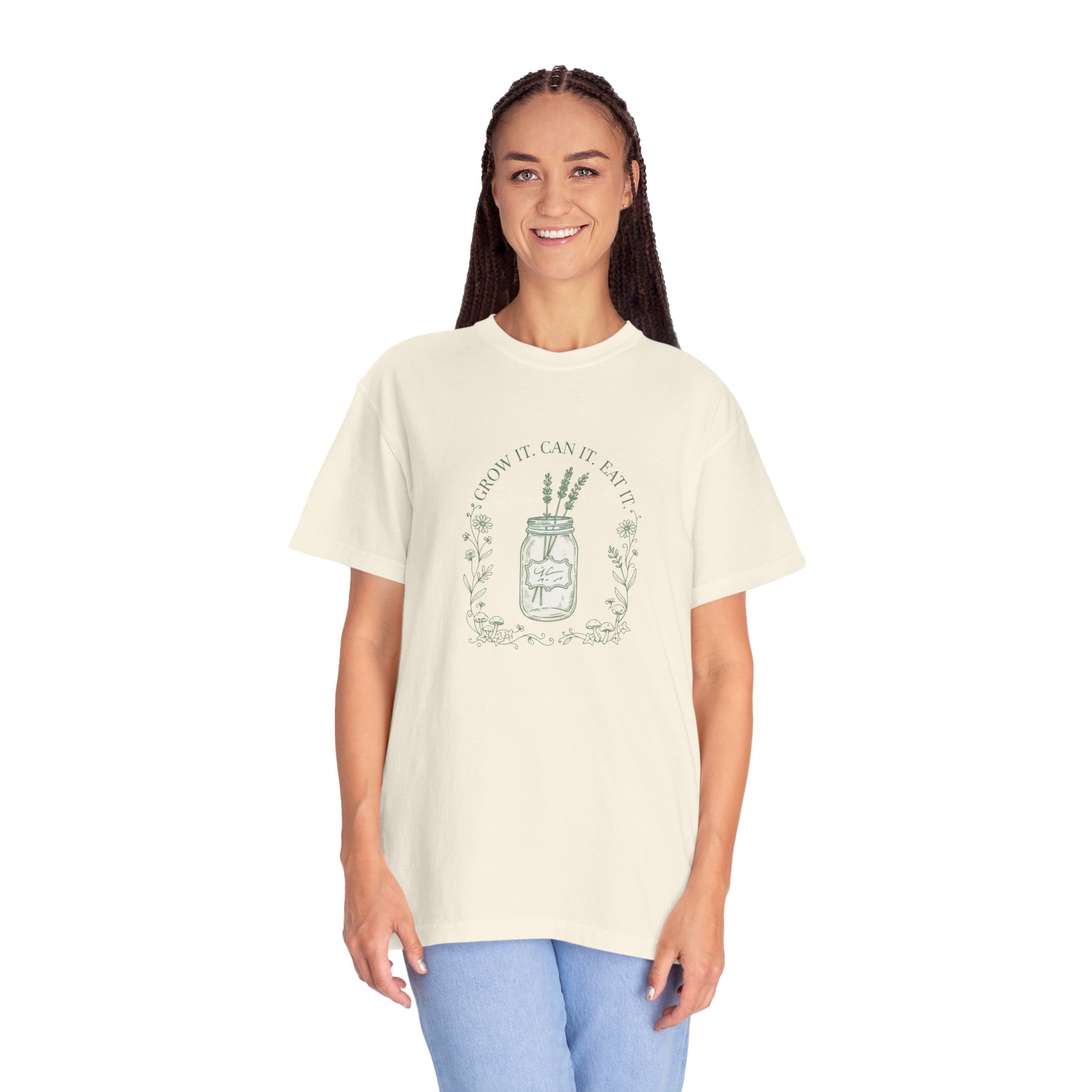 Mason Jar Wildflowers T-Shirt — "Grow It. Can It. Eat It."