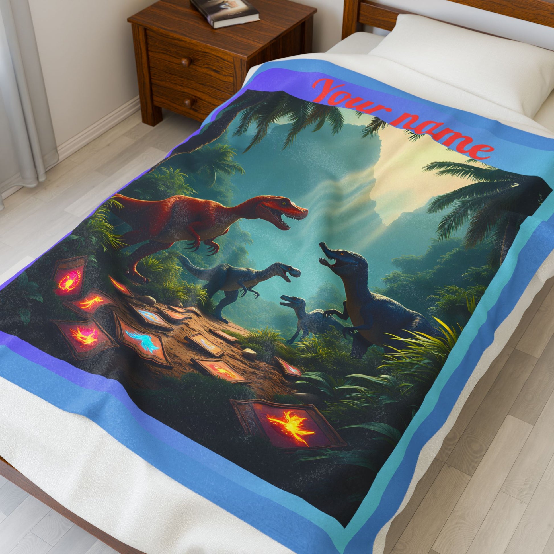 Personalized Dinosaur Plush Blanket — Velveteen Kids Throw