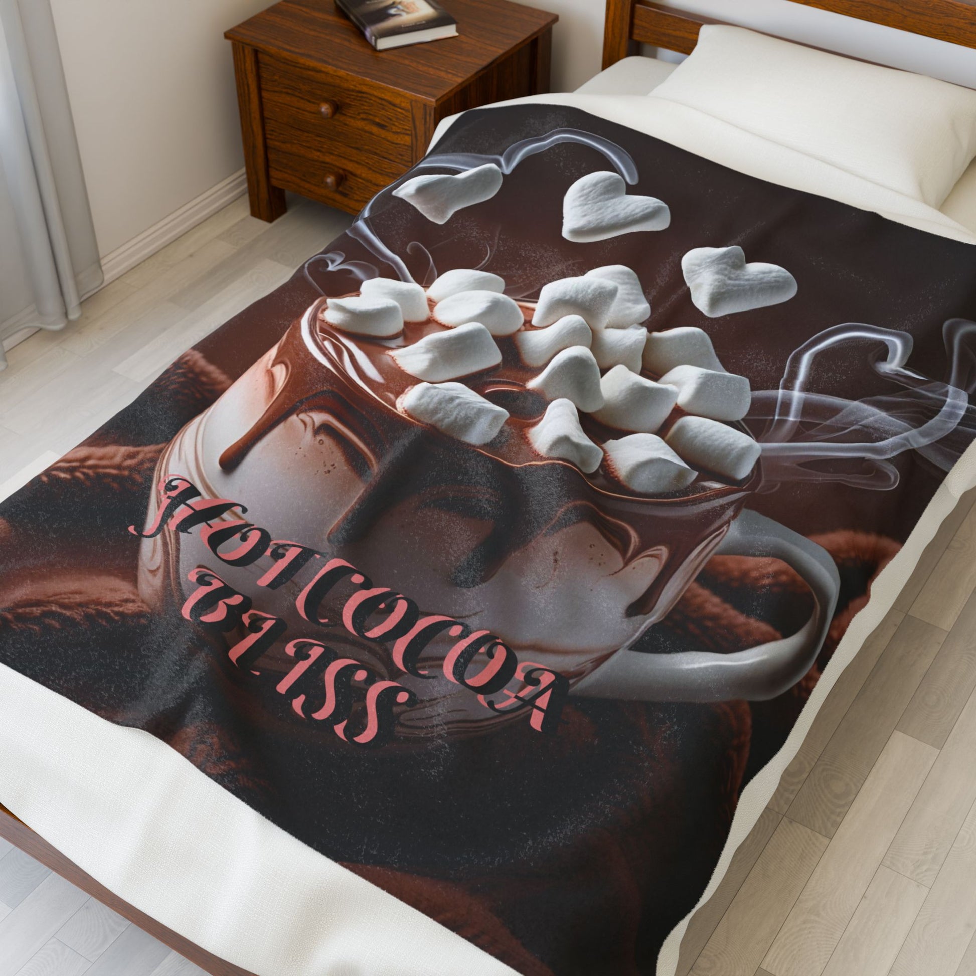 Cozy Hot Cocoa Bliss Velveteen Plush Blanket - Ideal for Winter Nights, Perfect for Gifts, Home Decor, Snuggling, and Relaxing