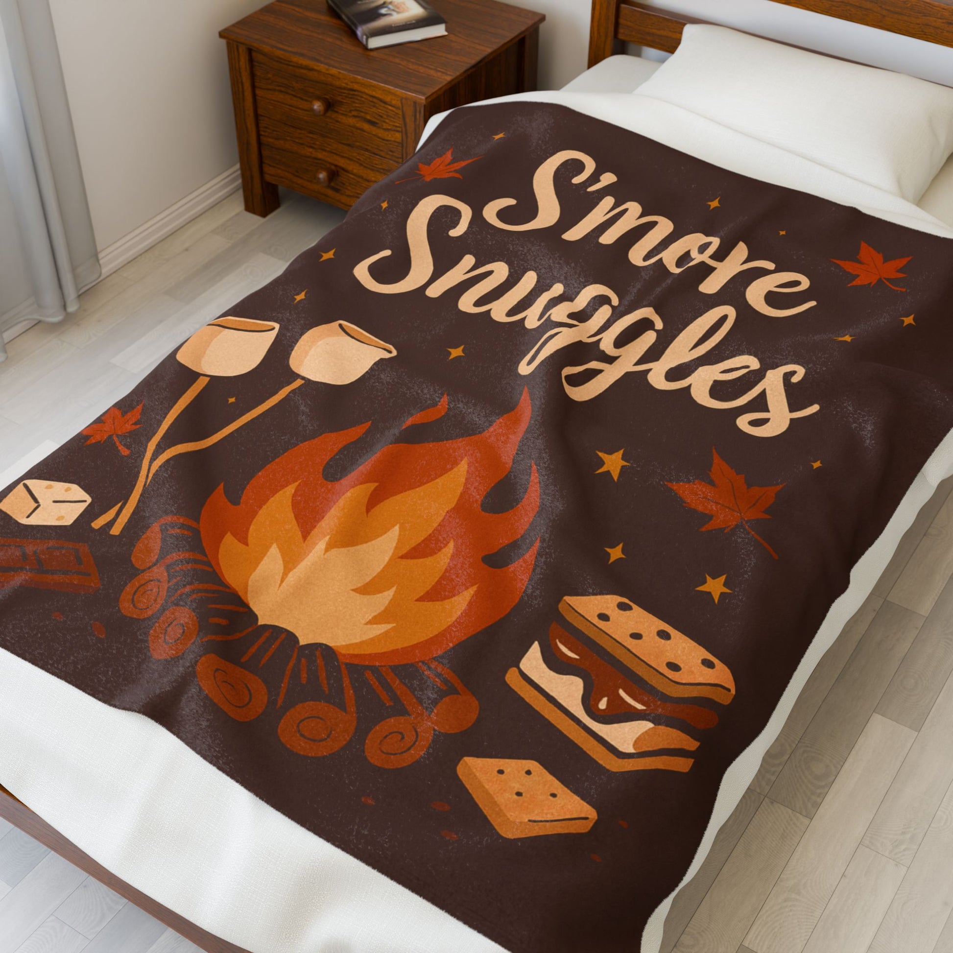 S'more Snuggles Velveteen Plush Blanket Perfect for Fall Decor and Winter Nights