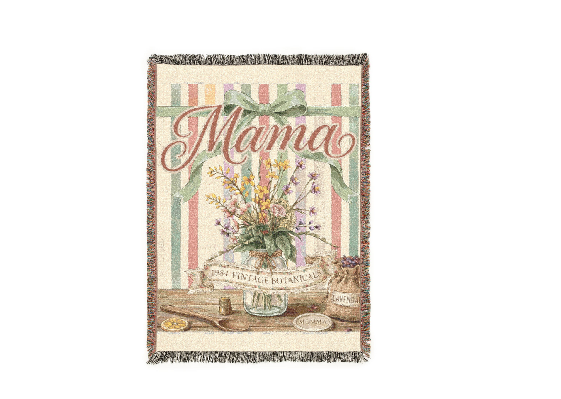 Floral Mama Woven Blanket | Cozy Cotton Throw Gift for Mom