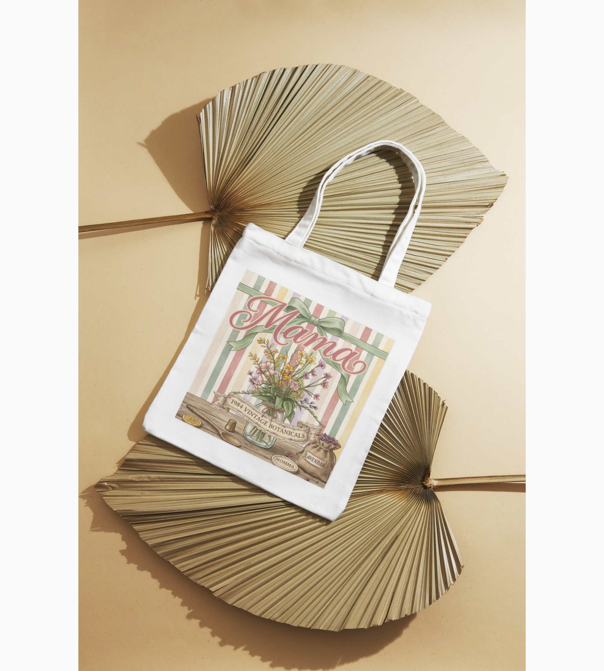 Mama Tote Bag, Cottagecore Floral Canvas Tote, Vintage Garden Mom Gift, Cute Mothers Day Gift for Her