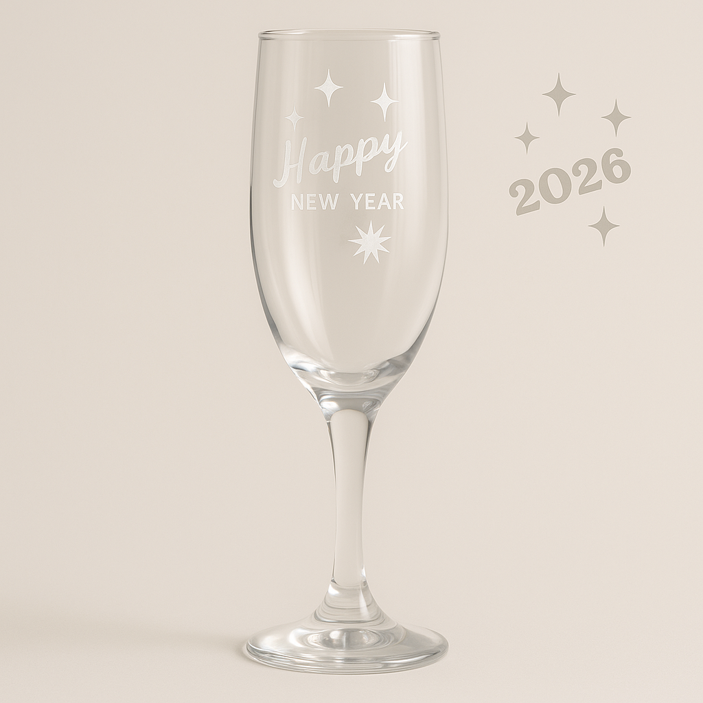 Set of 2 – 2026 New Year’s Engraved Champagne Glasses | Elegant Toasting Flute Duo