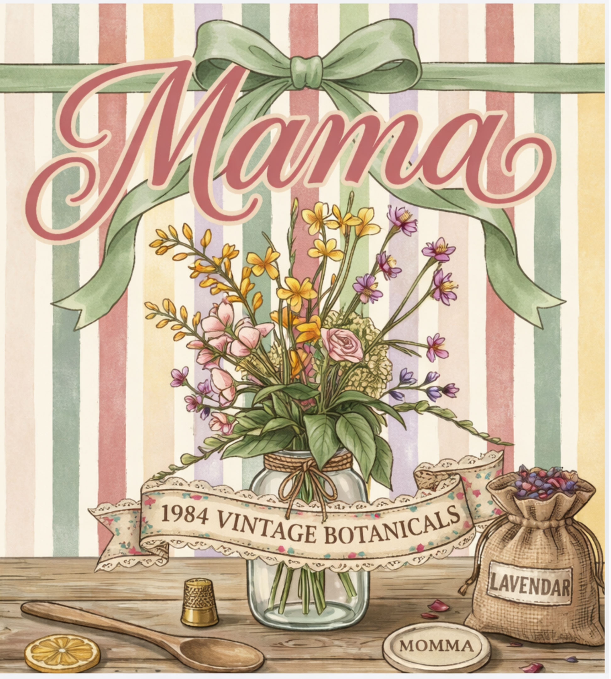 Mama Tote Bag, Cottagecore Floral Canvas Tote, Vintage Garden Mom Gift, Cute Mothers Day Gift for Her
