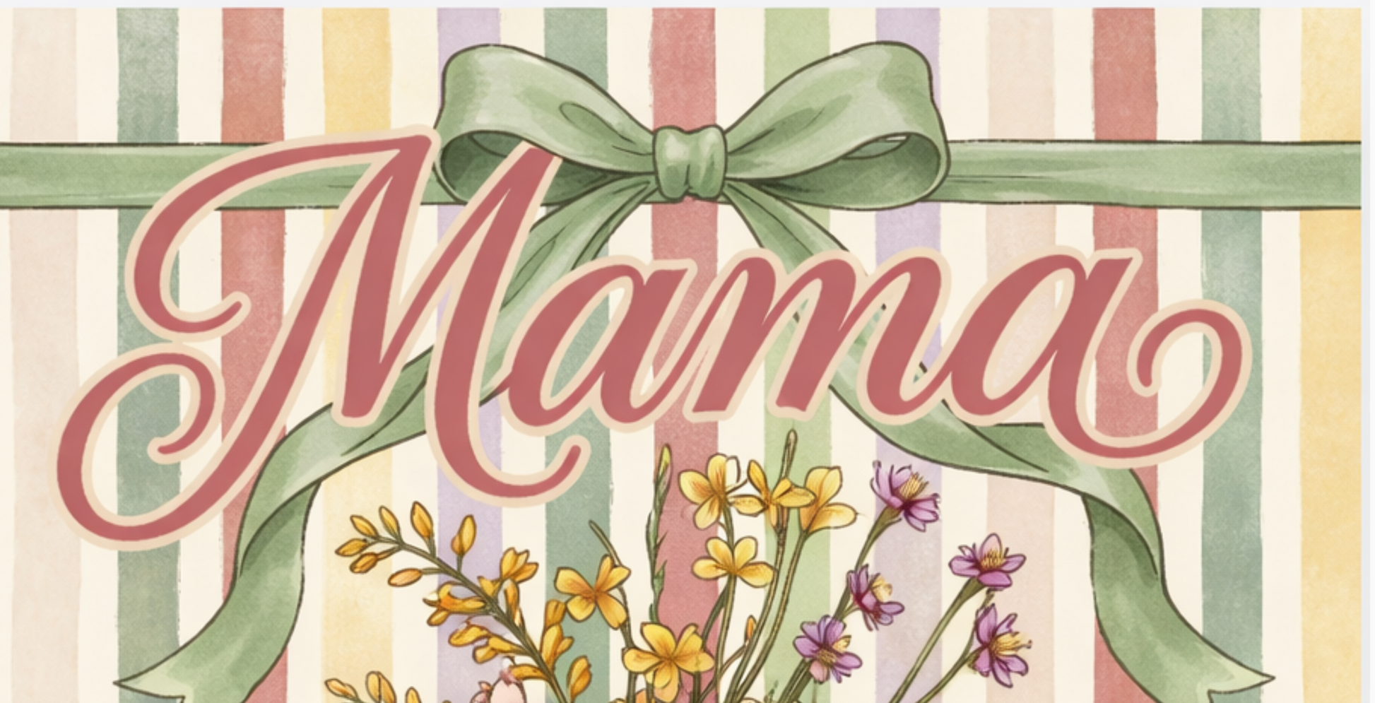 Mama Floral Vintage Striped Ceramic Mug 15oz